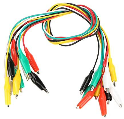 ERYUE Durable 10pcs 50cm Clamp/Holder Cable for Testing Wire Clamp/Holder, Alligator Wire, with Good Luster, Red/Black/White/Yellow/Green