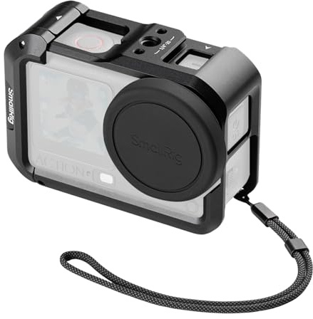 SMALLRIG Cage for DJI Osmo Action 6 (Advanced Edition), Aluminum Alloy Camera Cage with Cold Shoe, Wrist Strap, Lens Cover, Protective Frame with 1/4-20 Locating Holes, Action 6 Accessories - 5887