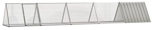 Kaninchenstall Freilaufgehege Kaninchen,Kaninchenkäfig Grau 504,5x80,5x71 cm Verzinkter Stahl,Kleintierstall Perfekt für Draußen und Drinnen