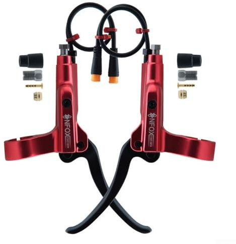 GT267 - Mango de freno para frenos hidráulicos de bicicleta eléctrica con ajuste de manillar de 22 mm y corte de alimentación de 3 pines para control de motor Bafang Hall (par rojo)