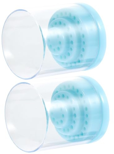 HEATSHAKING Caja de Almacenamiento de Plástico Azul para Cabezas de Pulido de Uñas Diseño de Agujeros, Fácil de Usar, 2 Piezas para Salón de Uñas o Uso en Casa