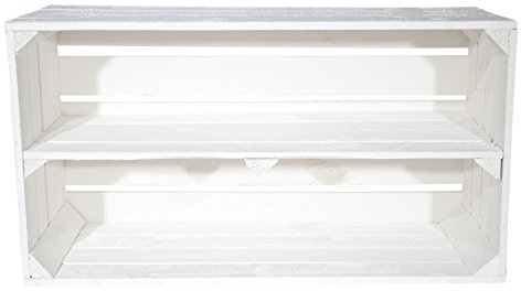 Kistenkolli Altes Land 2er Paket Große Shabby Chic Holzkiste mit Mittelbrett 68x40x30cm Schuhregal Schuhschrank