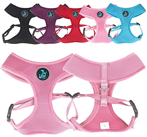 LSW Pet Design No Pull Small Dog Pet Harness Breathable Mesh and Sizes Pink Extra Small