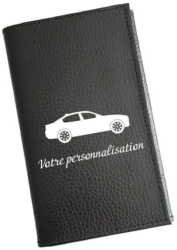 Syl'la – Porte-papiers Voiture Cuir Noir Personnalisé Auto Étui Carte Grise, permis pour Homme et Femme