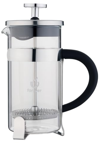 FOREVER Infusiera con Filtro di French Press, per Caffè & Tè, Caffetiera Francese, Caffetiera a Pressione, Caffetiera a Pistone, Contenitore in Vetro Borosilicato, Resistente al Calore (350 ml)