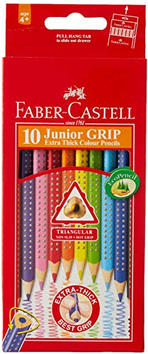 Faber-Castell Grip Junior 116260 Buntstifte, 10 Farben im Kartonetui