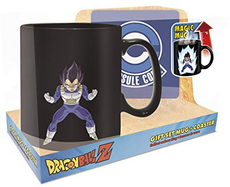ABYSTYLE Dragon Ball Z Vegeta Heat Change Mug 16 Fl Oz and (1) Coaster Capsule Corp Anime Manga Drinkware Home & Kitchen Merch Gift