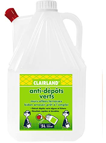 CLAIRLAND Bidon Anti-DépÃŽts Verts Terrasses, Dallages, Murs, Prêt à l'emploi, 5 L
