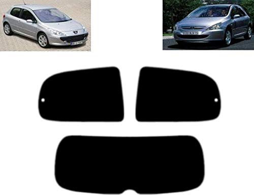 Passgenaue Tönungsfolie für-Peugeot 307 3-Türen 2001-2007 Heck/Seitenscheiben (50% Hellschwarz)