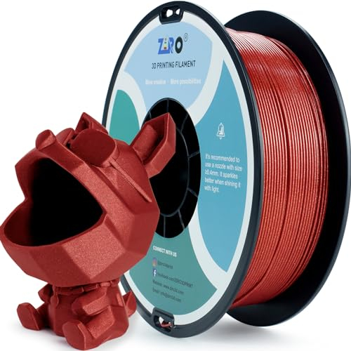 ZIRO PLA Glitter Filament 1.75mm 3D Drucker Filament PLA 1.75mm Diamant Serie 1KG, Dimensional Accuracy +/- 0.03mm, Diamant Rot