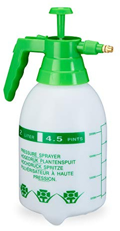 Relaxdays Pumpsprühflasche, einstellbare Messingdüse, Pflanzen Bewässerung, Pestizide, Putzmittel, 2l Drucksprüher, grün | Pflanzen Bewässerung, Pestizide, Putzmittel, 2 2l Drucksprüher