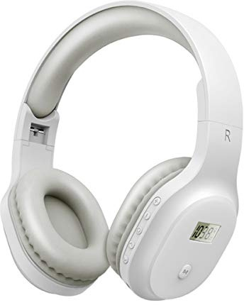 YUFFUN Rechargeable and Portable Personal FM Radio Headphones with Best Reception, Wireless Headset Ear Muffs for Jogging, Mowing, Cycling, Meeting FM Receiver, White