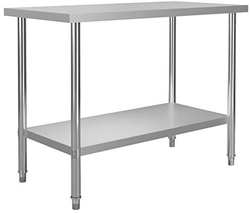 Ksodgun Küchen-Arbeitstisch Zubereitungstisch Gewerbliche Edelstahltisch Catering Küchentisch 120 x 60 x 85 cm Edelstahl