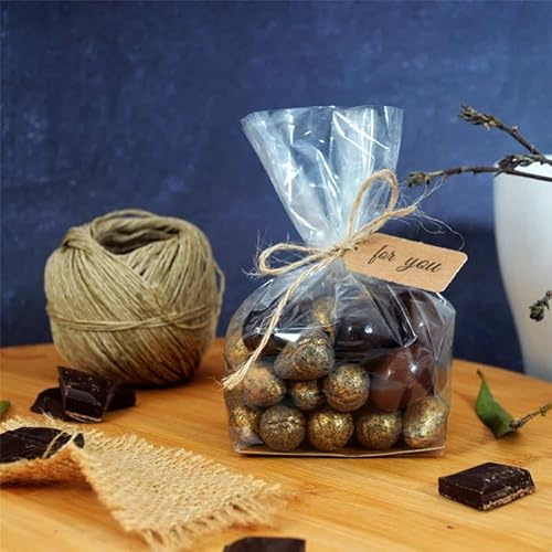 Paquet de 100 Sacs en Cellophane Transparent 125g 6,5 x 17cm – Idéal pour Bonbons, Biscuits, Chocolat, Fruits Secs et Cadeaux Artisanaux – Parfaits pour Anniversaire, Mariage, Noël