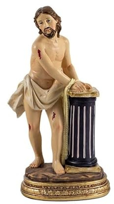 Figura de Jesús Atado a la Columna de Resina Pintado a Mano de 15cm