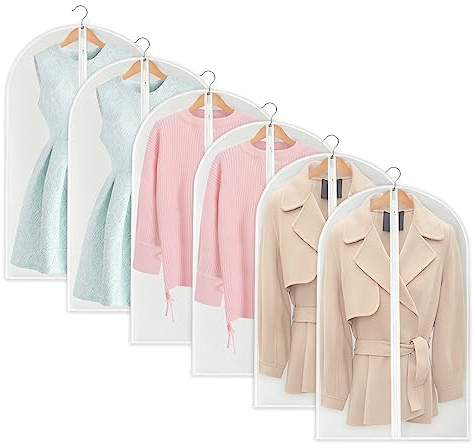 Phantasy® Kleidersack Anzug 6 Stück, Mottenschutz für Transparent Hochwertiger Kleidersäcke 60x100 CM mit Reißverschluss,Wasserdicht Staubschutz Schutzschild für Anzüge Kleider Sakkos Hemden