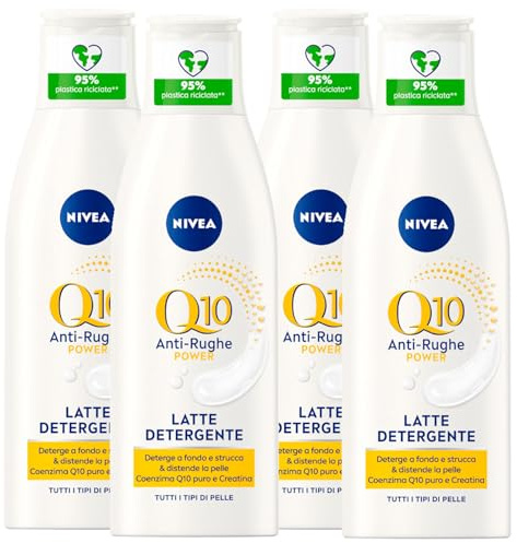 NIVEA Q10 Power Reinigungsmilch für das Gesicht, Anti-Falten, feuchtigkeitsspendend, Anti-Aging-Wirkung, belebend, elastisch, antioxidativ, 48 Stunden, Formel mit Kreatin für empfindliche Haut – 4