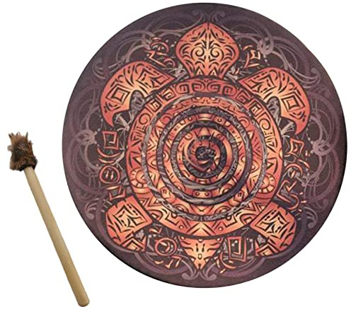 Tambor de Chamán Vegano, Herramienta de Curación de Sonido de Tambor de Tortuga de Tótem Vegetariano de Chamán, Tambor de Chamán Diseñado a Mano con Palillo de Tambor, Tambor Chamánico de(#1)