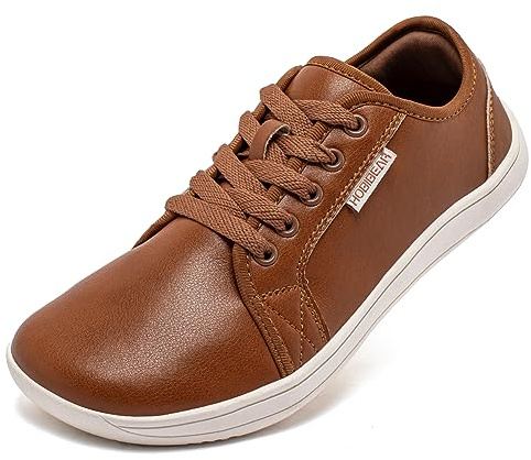 HOBIBEAR Women's Fashion Sneakers Barefoot Shoes Men Minimalist Zero Drop Sole Wide Width Casual Walking Shoes Lightweight Comfortable Brown
