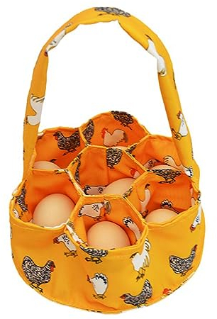 Plumdrop Foldable Eggs Collection Basket 7 Pockets Chicken Eggs Storage Bag Convenient Collecting Bag for Home Farm Garden Use