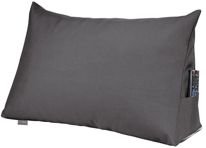 Traumnacht Cozy Rückenkissen, Lesekissen, 70 x 40 cm dunkelgrau, abnehmbarer,waschbarer Bezug aus 100% Polyester,praktisches Seitenfach,Öko-Tex zertifiziert,produziert nach deutschem Qualitätsstandard