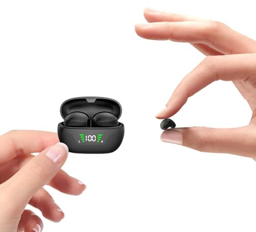 Xmenha Mini écouteurs intra-auriculaires invisibles Bluetooth sans fil Bluetooth sans fil pour dormir dans les oreilles, pour les petites oreilles, les dormeurs latéraux