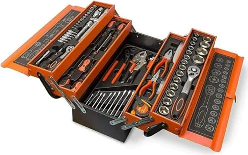 Set Utensili da Lavoro, Casetta per Attrezzi da Trasporto, Chiavi a Cricchetto, Bussole Cacciavite, Porta Chiavi Inglese, Set Fai Da Te 85 Pezzi.