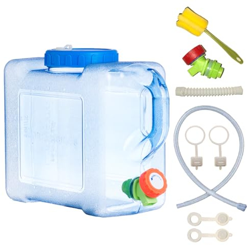 Sparkstarses Water Container, 5L Water Container with Tap, Camping Water Carrier, Plastic Water Tank for Kitchen, RV, Van, Truck, Camping, School, Hospital, Outdoor, Garden (5L)