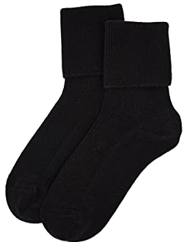 iMongol 100% Pure Cashmere Women Ladies Men Sleep Bed Outdoor Socks, Made in Inner Mongolian (US 5-10, Black)