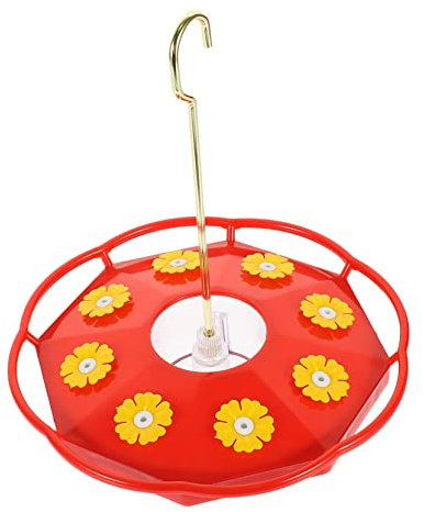 PRETYZOOM Hanging Bird Water Feeder Flowers Design Decorative Garden Bird Water Container for Courtyard Unique Hummingbird Feeder Ornament Red to Your Backyard