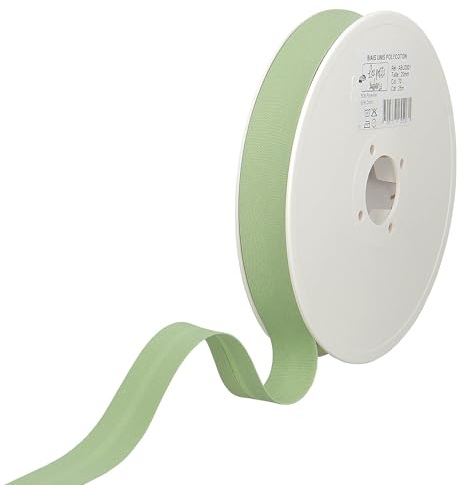 Les Petits Rubans Schrägband – 20 mm breit, gefaltet 10 mm, 25 m Rolle, 50% Baumwolle, 50% Polyester, Bordüre zum Nähen, Banner, Polster, Möbel, Paspeln, Kleidung, Decken