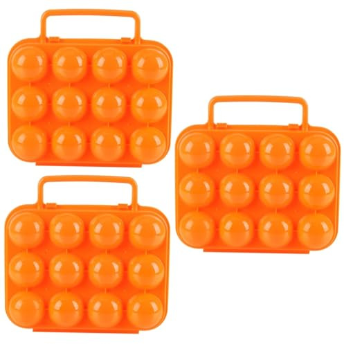 JECOMPRIS 3pcs Egg Storage Container Carrier Handle Locking Cover for Kitchen Outdoor