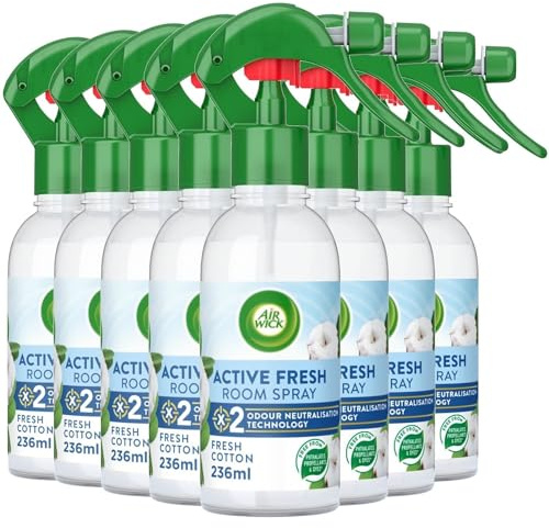 8 x Air Wick Fresh Cotton Active Fresh Room Spray Air Freshener 236ml Bulk Buy