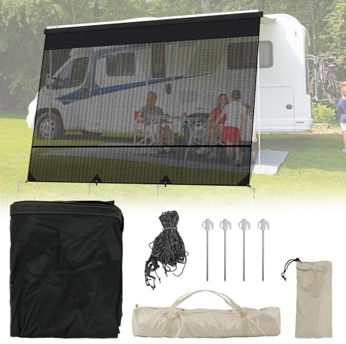 Protezione Solare per Camper 3,4 x 2,1 m, Tendalino Universale Schermo per la Privacy, Schermo per Parete Anteriore, Protezione Solare, Parete Laterale, per Roulotte, Campeggio, Tenda per Privacy