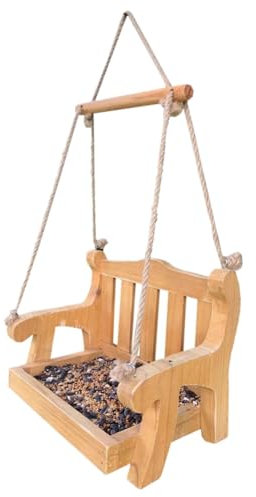 Rordigo Alimentador Automático de Madera para Pájaros, Silla Colgante para Comedero para Mascotas, para Balcón, Villa, Jardín, Alimentación de Pájaros