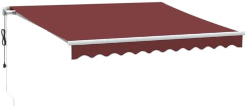 vidaXL Gelenkarmmarkise, Markise Ausziehbar Automatisch mit LED, Sonnenmarkise für Terrasse Balkon, Sonnenschutz Balkonmarkise Terrassenmarkise, Weinrot 300x250cm
