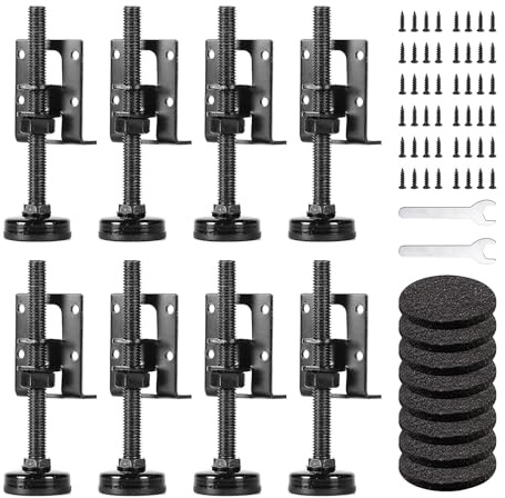 Ohiyoo 8 Pack Heavy Duty Leveling Feet, M10 Adjustable Levelling Feet Furniture Leveler Leg, Adjustable Furniture Levelers Leveling Height for Workbench Table Cabinet Wardrobe (8 Pack)