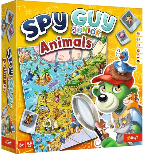 Trefl – Spy Guy Junior Animals – Jeu Coopératif d’enquête pour Les Plus Petits, Cherchez des preuves et Attrapez Le Criminel, Grand Plateau de Jeu, pour Les Enfants à partir de 3 Ans