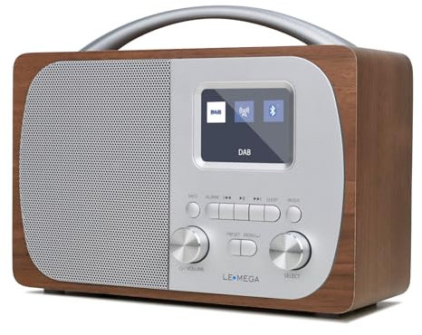 LEMEGA DR5 Radio digitale portatile DAB/DAB+, radio in legno con Bluetooth 5.3, radio FM per la cucina o il letto, doppia sveglia, 40 preset, display a colori, alimentazione a rete o con batterie,