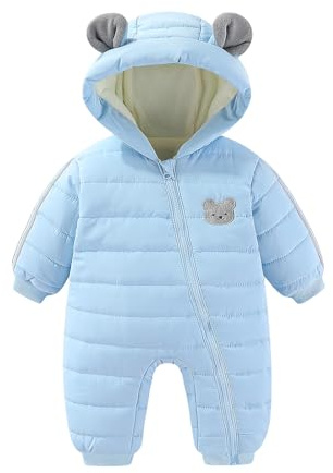 JiAmy Baby Winter Snowsuit Hooded Romper Windproof Boys Girls Cute Bear Zipper Jumpsuit Infant Newborn 3-24