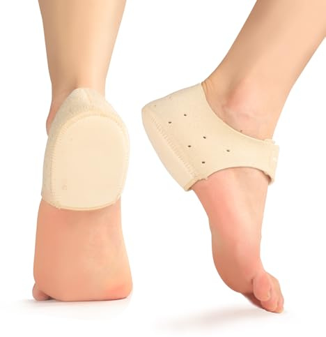 Plantari Tallone per Fascite Plantare e Sperone Calcaneare - Promifun 2 Pezzi - Solette in Gel per Tallone - Confezione Doppia - Donne 41-45 / Uomini 42-48（Beige）