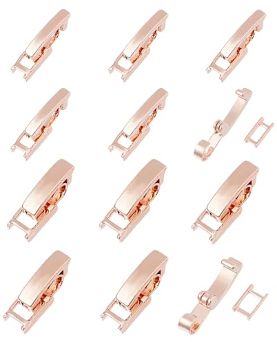 SUPERFINDINGS 24 cierres plegables de latón de 2 estilos, de oro rosa, extensores de pulsera de 15 a 16,5 mm de longitud, cierre de extensión plegable para joyería de bricolaje