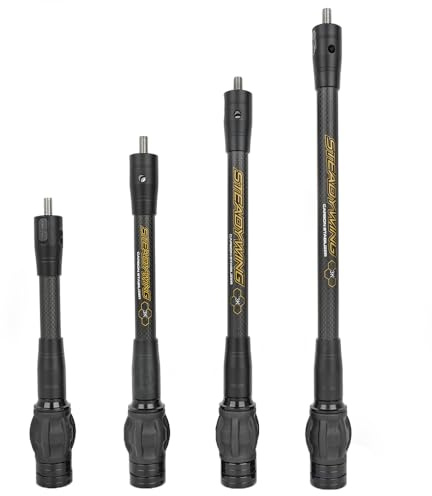 SHARROW Bogenschießen Carbon Bogen Stabilisator für Compound Bogen, Flexibler Kern mit Dämpfungssystem und Gewichten, 6 8 10 12 Balance Bar Dämpfer Rod Stoßdämpfer (8 Zoll)