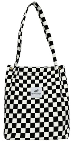 Svnqney Tote Bag Damen Handtasche Große Cord-Tragetasche Shopper Umhängetasche BAG01-black