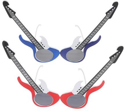 LALADEFIEE 2pcs Electric Guitar Party Glasses for Adults Funny Sunglasses Random Color Cool Eyeglasses for Beach and Disco Parties for Women and Men