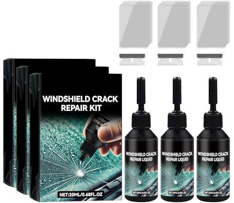 Windshield Crack Repair Kit, Glass Scratch Remover,Car Glass Repair Glue Scratch Chip Cracks Repair Kit, DIY Glass Cracked Repair Kits for Fix Auto Windscreen Glass Cracks/Scratch/Chips ﻿ ﻿ (3PCS)