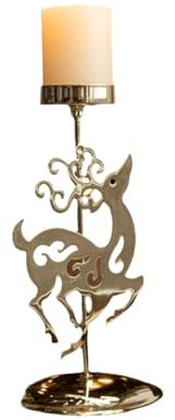 Einzigartiger goldfarbener Kerzenhalter aus Gusseisen, 12,7 x 12,7 x 17 cm, Innendekoration, Kandelaber für Stabkerzen, Tafelaufsatz, Tischdekoration, Frühlingsdekoration