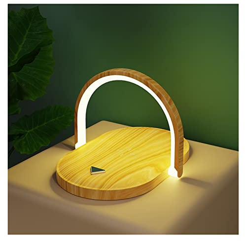 Cargador Inalambrico, Cargadores inalámbricos rápidos de 15 W for Soporte de Cargador de inducción de teléfono con lámpara de Escritorio iluminada por la Noche(Grain)