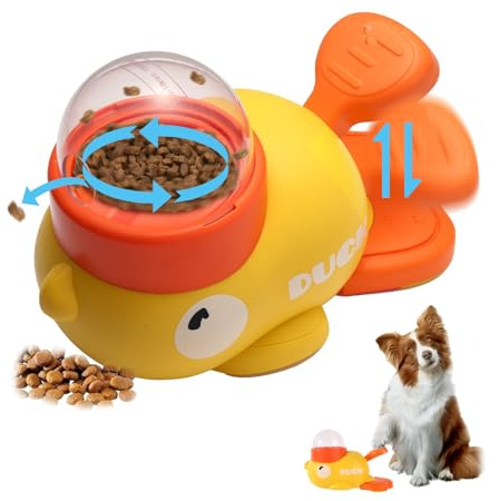 Dog Treat Dispenser, Duck Shape dogs Treats Dispensing Design, Fun Interactive Food Puzzle for Small Medium Large Dogs Resistant Chew Pet Feeder