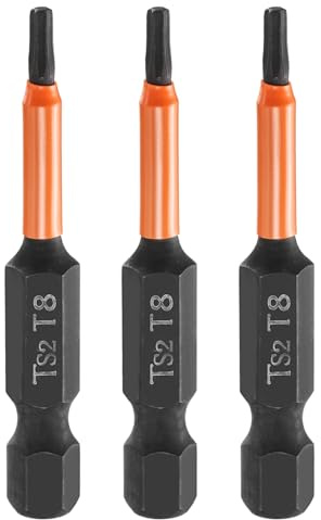QUARKZMAN 3 Stück T8 Torx Bit Schraubendreher Bit Set 50mm lang 1/4 Magnetisch Sechskant Schaft Ohne Loch Hex Sechskant Schraubendreher Bohrer S2 Stahl Bitsatz für Akkuschrauber Werkzeug